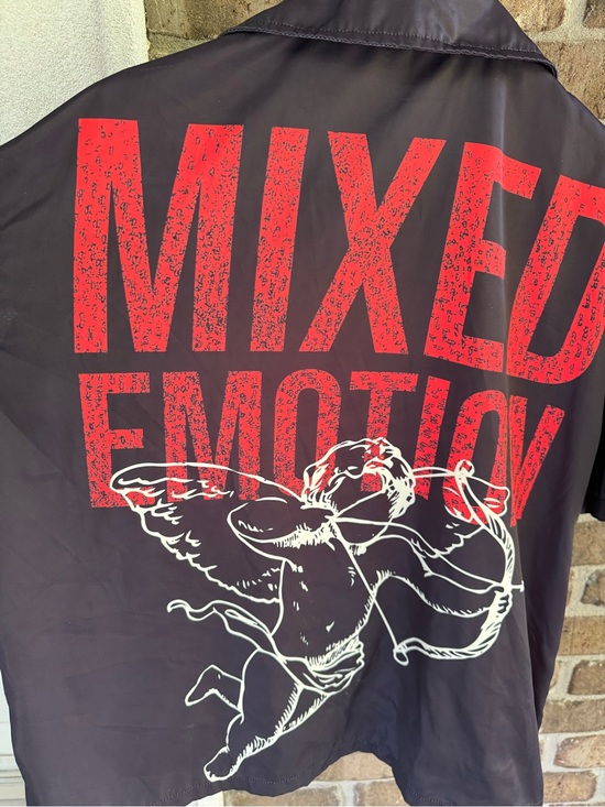 mixed emotion Other - Men's Black Zip-Front Short Sleeve Jacket / shirt size large